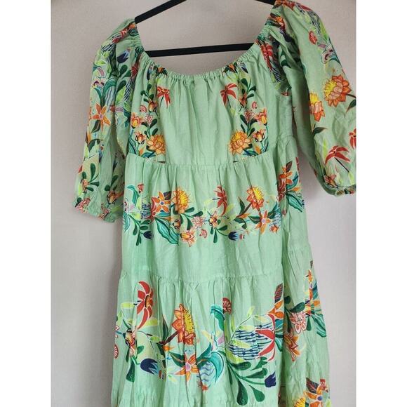 NWT Farm Rio Off-The-Shoulder Tiered Floral Midi Dress Sz LP Petite #9J416 - Picture 8 of 12